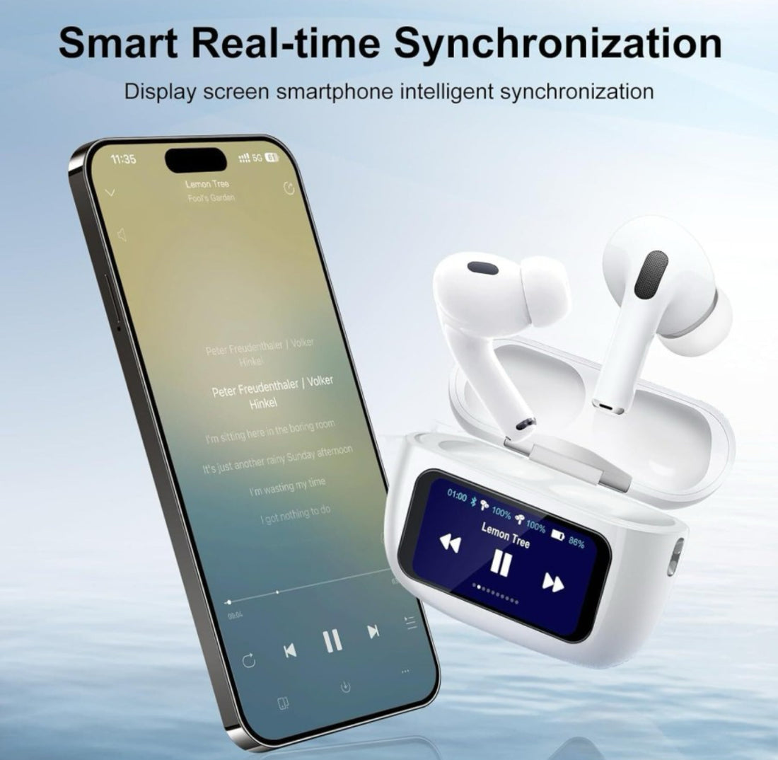 Wireless Earbuds with LCD Touchscreen